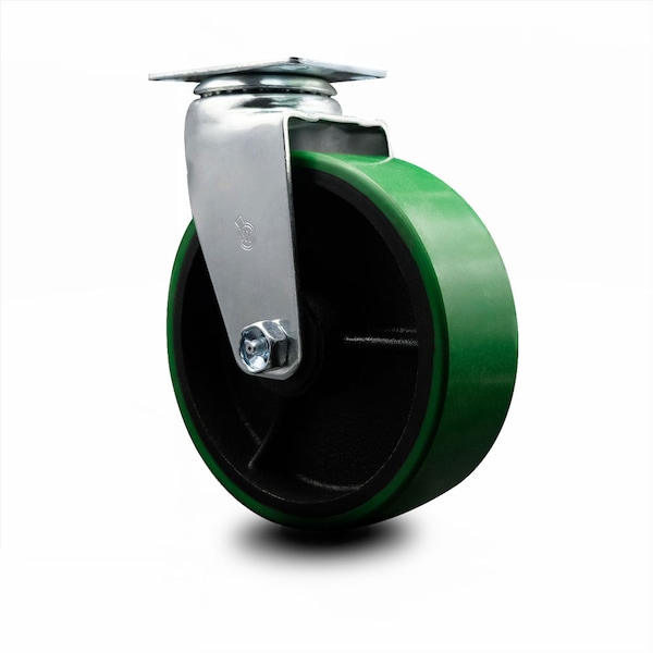 6 Inch Green Poly on Cast Iron Wheel Swivel Caster with Ball Bearing SCC